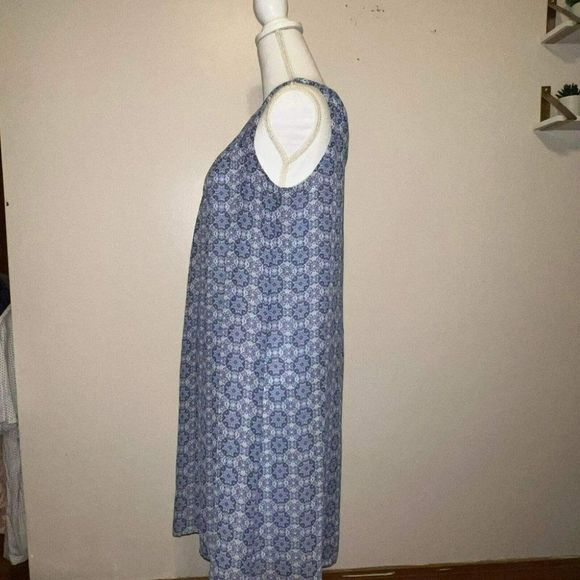 Emma & Michele Womens Blue Ottoman Pattern Boxy Shift Dress Size 8 Lounge Wear - Picture 3 of 13